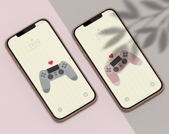 Controladores de juego 2D Fondo de pantalla / Iphone / Android / Gris, Rosa