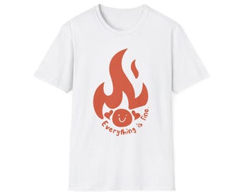 Camiseta Smiling Flame 'Everything's Fine' / Gráfico retro de fuego