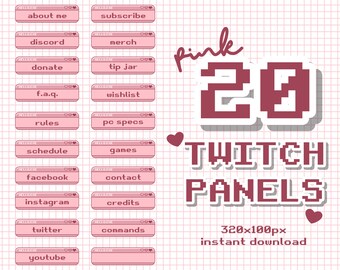 Paneles de Twitch de píxeles rosados