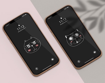 2D Doodle Gatos Fondo de Pantalla / Iphone / Android / Negro, Doodle, Gatos, Lindo