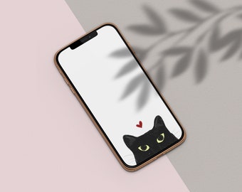 Fondo de pantalla de gato negro 2D / Iphone/Android