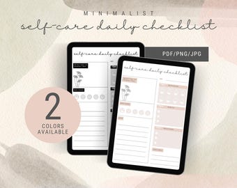 Lista de autocuidado y seguimiento del estado de ánimo: Planificador diario de bienestar (descarga digital)