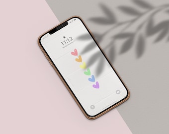 Fondo de pantalla 2D Rainbow Hearts / Iphone/Android / Arco iris, Corazones, Amor, LGBTQ, Orgullo