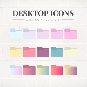 Puede incluir: Un conjunto de 12 iconos de carpetas de colores pastel para la organización del escritorio. Los iconos están dispuestos en tres filas de cuatro, con cada fila presentando un degradado de color diferente. Los colores incluyen azul claro, lavanda, rosa, amarillo, coral, morado, verde azulado, beige, rosa claro, rosa, amarillo verdoso y rojo.