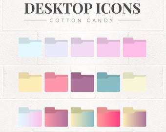 15 Iconos de carpetas de escritorio / Cotton Candy Collection, Windows/Mac, organizadore de iconos, organizador de escritorio