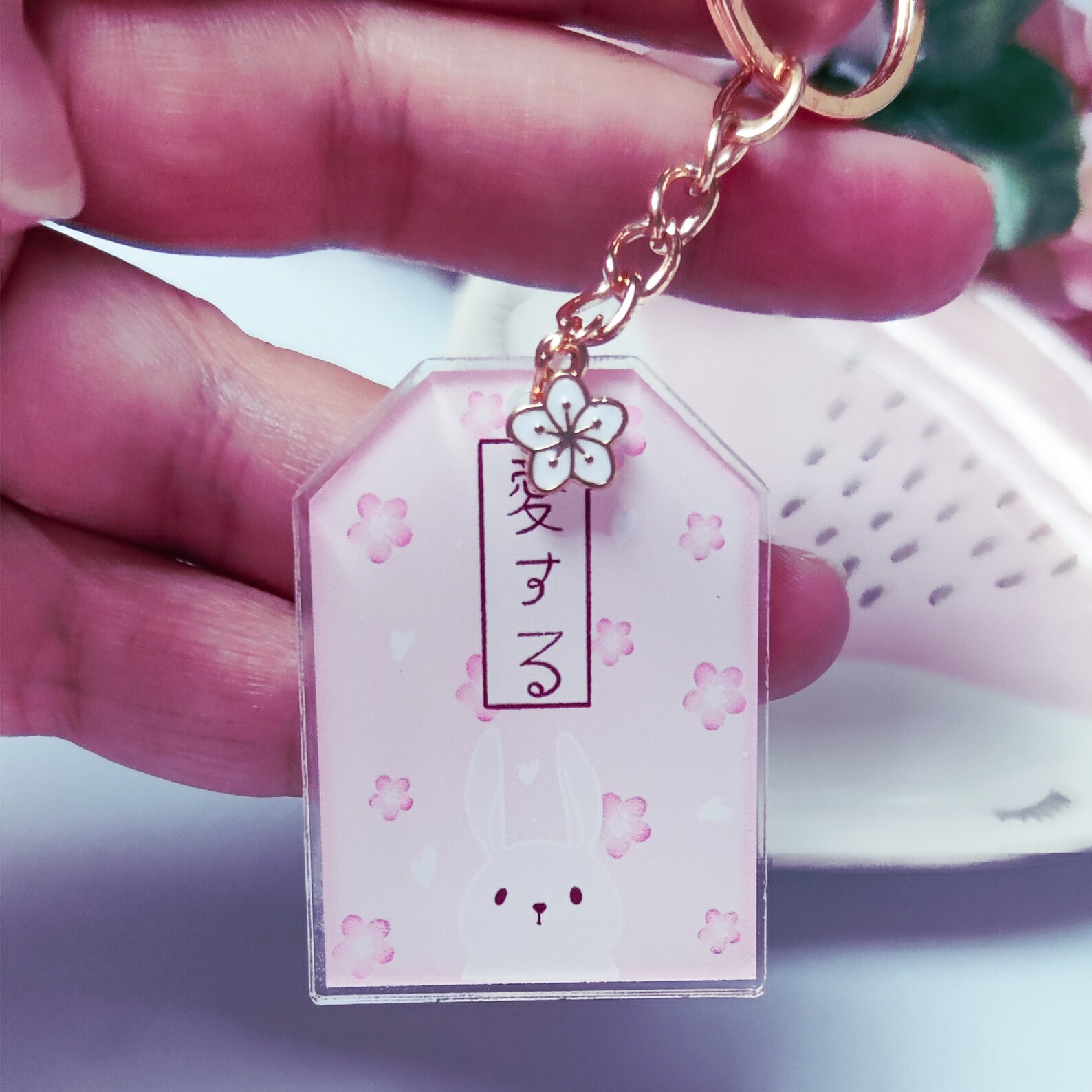 Japanese Lucky Charm Acrylic Keychain Love Keychain Cute Etsy