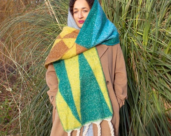 Arid Meadow SCARF | Oversized Plaid Scarf Blanket Scarf | Winter scarf | Geometric scarf | Colourful scarf | Striped scarf | Fluffy scarf