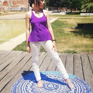 Organic Off White Yoga Leggings for Women, High Waist Cotton Dance Pants, Eco Friendly Leggings, Activewear for women