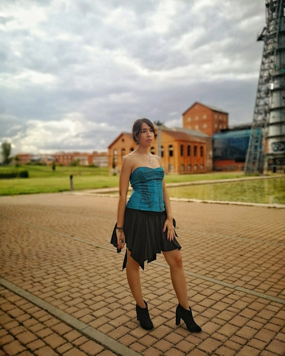 Short black cotton skirt cheap