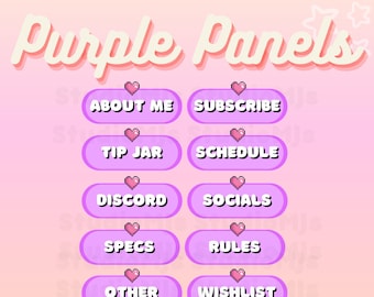 Cute Purple Pixel Heart Twitch Stream Panels