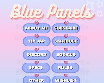 Blue Pixel Heart Twitch Panels (Digital Download)