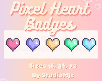 Cute Pixel Heart Twitch Sub Bit Cheer Loyalty Badges