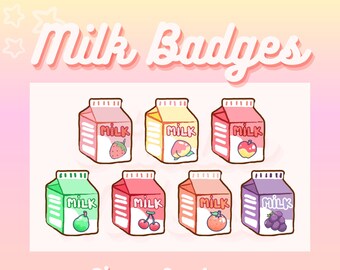 Cute Milk Breakfast Twitch Sub Bit Cheer Loyalty Comfy Badges
