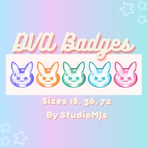 Cute DVA Bunny Overwatch Twitch Sub Bit Cheer Loyalty Badges