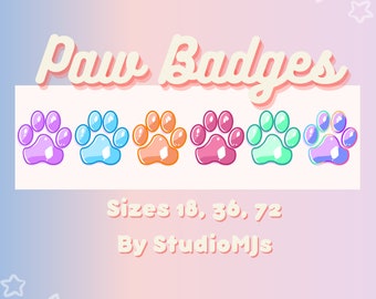 Pastel Paw Twitch Badges: Cat, Dog, Sub, Bit, Cheer (Digital Download)