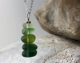 Green sea glass necklace pendant, sterling silver, 18" chain, sea glass jewellery, beach find, birthday gift, seaham, sea glass