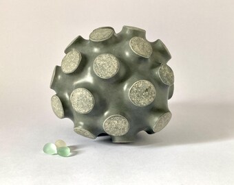 Blue Lias Limestone Abstract Sculpture, Polished Satin Sheen Decorative Object stone art piece