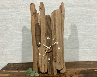 Driftwood Clock, recycled, reclaimed, wood, driftwood, natural, shabby chic, small clock, clock, mantle clock, wooden, handmade clock