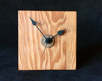 Recycled Wood Clock, recycled, reclaimed, wood,, natural, shabby chic, small clock, clock, mantle clock, wooden, handmade clock