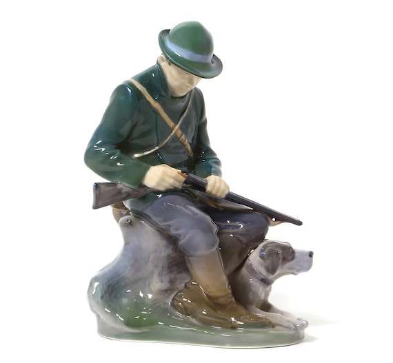 Porcelain figurine Hunter with dog. Royal Etsy