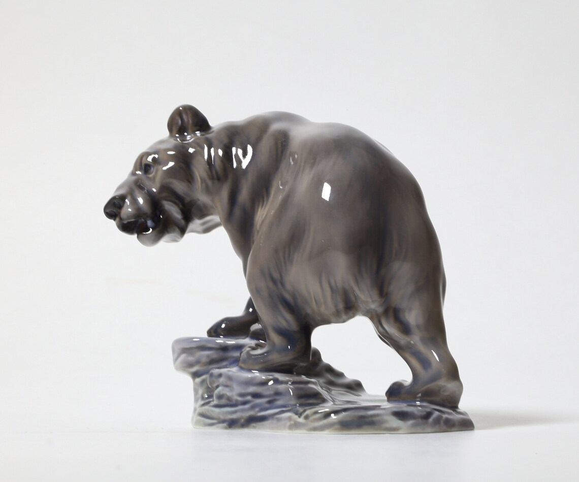 Porcelain figurine Bear on rock . Denmark DahlJensen Etsy