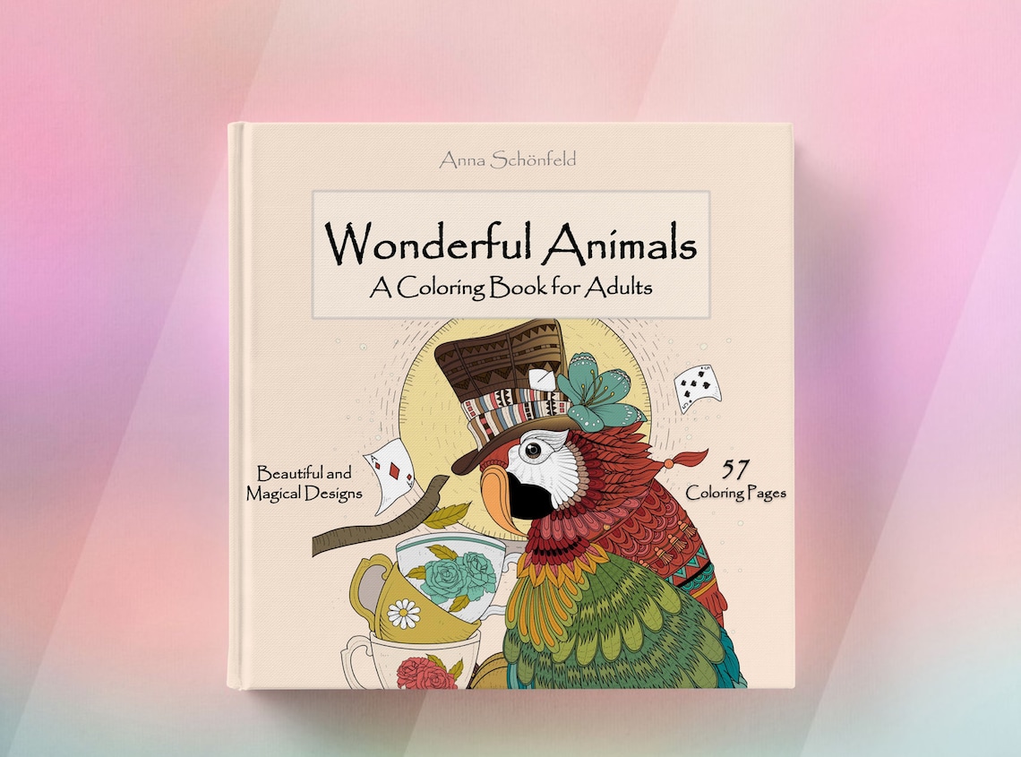 Download Wonderful Animals Coloring Book for Adults | Etsy