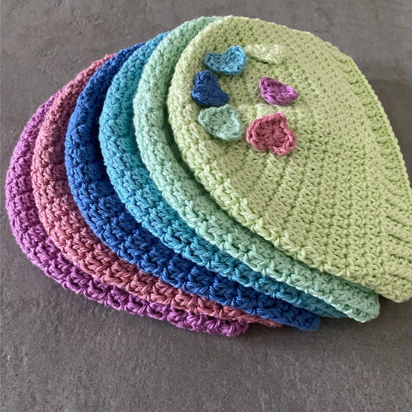 Bonnet en coton au crochet printemps-été, bonnet en coton pour femme, chapeau de festival au crochet, bonnet au crochet léger