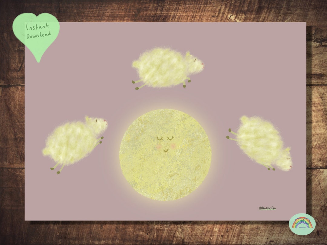 Counting Sheep Nursery Art Printable Cute Children's Wall Etsy