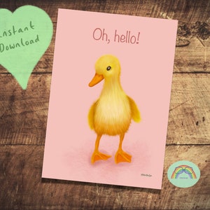 duckling wall art, nursery animal art, baby room decor, duckling digital download, duckling nursery art printable, baby girl, oh hello