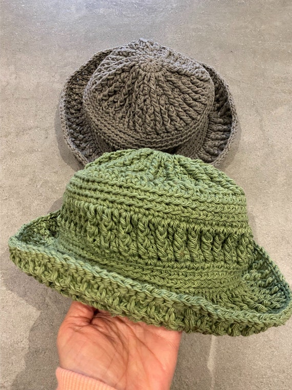 Crochet bucket hat, cotton bucket hat, hat for vegans, bucket hat with brim, festival hat, adult bucket hat