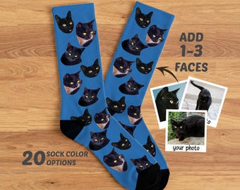 Custom Cat Face Socks – Personalized Pet Photo Gift for Cat Lovers