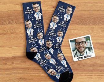 Custom Medical Doctor Gift -  Face Socks For Doctors, Physician Week Gifts For New Doctor, Future Doctor Graduation Gift, Med School Socks