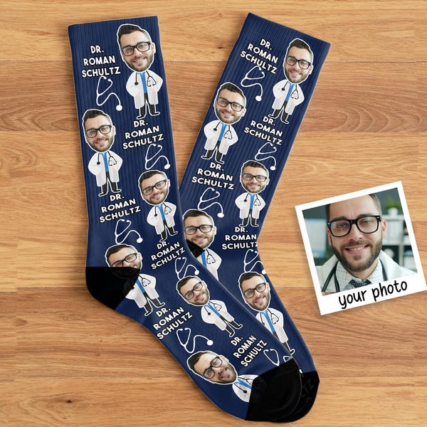 Custom Medical Doctor Gift -  Face Socks For Doctors, Physician Week Gifts For New Doctor, Future Doctor Graduation Gift, Med School Socks