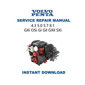 Manuale di assistenza Volvo Penta 4.3 5.0 5.7 8.1 / GXi OSi Gi / Guida alla riparazione del motore / Download digitale immediato / PDF