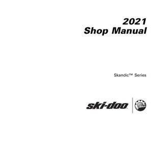 May include: A white background with the text "2021 Shop Manual" in black. Below, the text "Skandic Series" is displayed. The "ski-doo" logo is at the bottom, with the BRP logo to the right.
