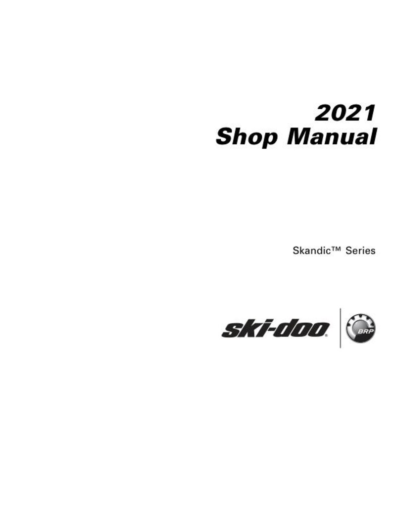 May include: A white background with the text "2021 Shop Manual" in black. Below, the text "Skandic Series" is displayed. The "ski-doo" logo is at the bottom, with the BRP logo to the right.