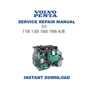Volvo Penta D3 110i 130i 160i 190i A/B Service Repair Manual | Instant Digital Download | PDF