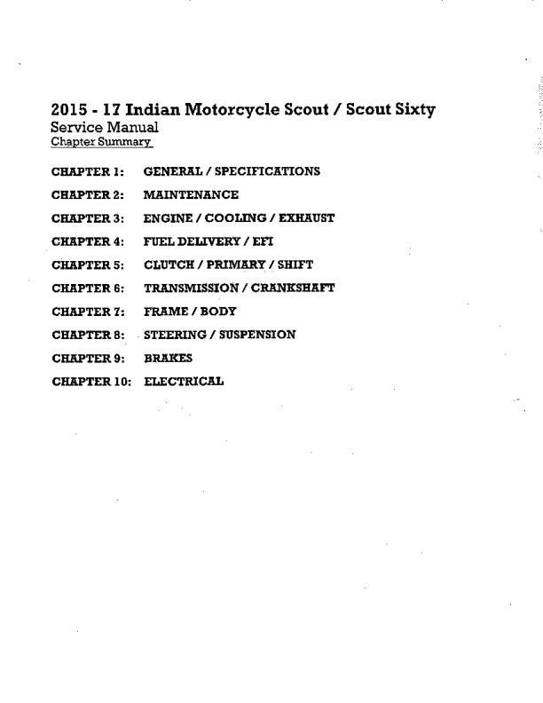Indian Scout Service Manual | Scout Sixty | 2015-2024 Motorcycle