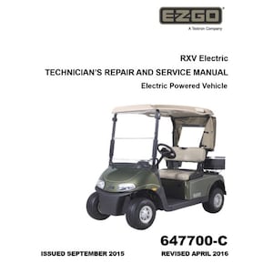 EZGO RXV 電動サービスマニュアル | 2016-2020 | 48V フリーダム シャトル | すぐにダウンロード