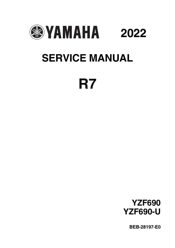 Yamaha R7 Service Manual | 2022-2026 YZF-R7 YZF690 Motorcycle