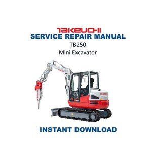 Manual de servicio/guía de taller para la miniexcavadora Takeuchi TB250/Descarga digital instantánea/PDF