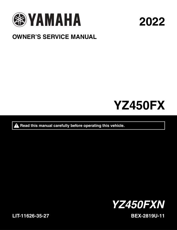 Yamaha YZ450FXN Service Manual | 2022-2025 Motorcycle Repair Guide