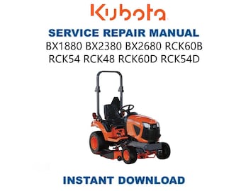 Kubota BX1880 BX2380 BX2680 Tractor Service Manual | Repair Guide | Instant Digital Download | PDF