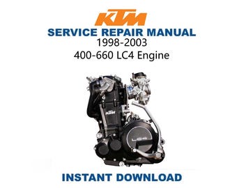 Manual de servicio del motor LC4 para KTM 400, 520, 620, 640 y 660 / Guía de reparación (1998-2003) / Descarga digital instantánea / PDF
