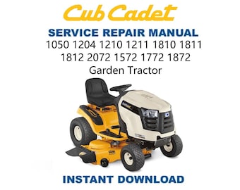 Manuale di assistenza per trattorini da giardino Cub Cadet 1050 1204 1210 / Download digitale / PDF