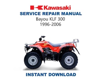 Manual de servicio de Kawasaki Bayou KLF300 / Guía de reparación de motocicletas 1986-2006 / Descarga digital instantánea / PDF