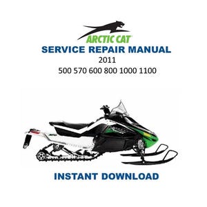 May include: A white background features an Arctic Cat service repair manual cover. The cover displays a snowmobile graphic with the text "Arctic Cat Service Repair Manual 2011" and "Instant Download."