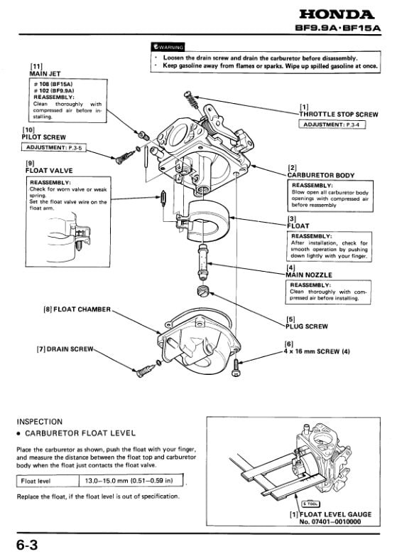 Honda BF9.9A BF15A Service Manual | Outboard Repair Guide