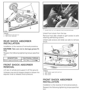 Peut inclure: Sch&eacute;ma d'un syst&egrave;me de suspension arri&egrave;re avec des &eacute;tiquettes et des instructions pour l'installation et le retrait des amortisseurs. Comprend les sp&eacute;cifications de couple de serrage en Nm. Le texte comprend les titres de section et de sous-section.