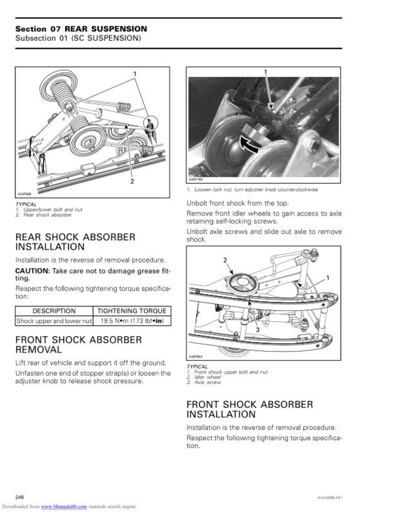 Peut inclure: Sch&eacute;ma d'un syst&egrave;me de suspension arri&egrave;re avec des &eacute;tiquettes et des instructions pour l'installation et le retrait des amortisseurs. Comprend les sp&eacute;cifications de couple de serrage en Nm. Le texte comprend les titres de section et de sous-section.